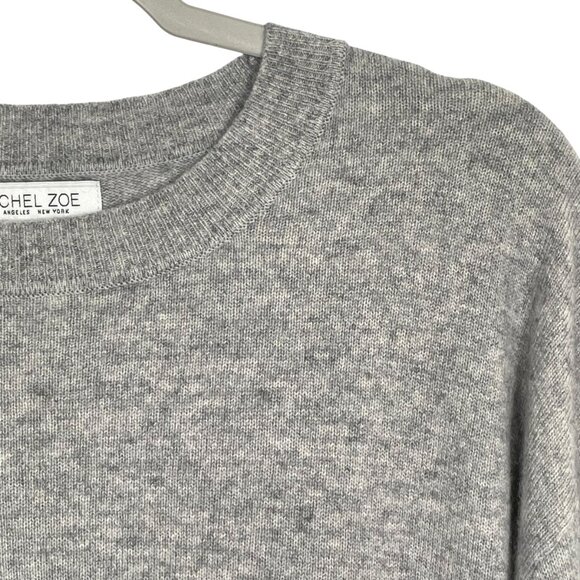 Rachel Zoe 2-Ply Cashmere Cropped Crew Neck Pullover Sweater Neutral Gray Size L - Picture 6 of 10